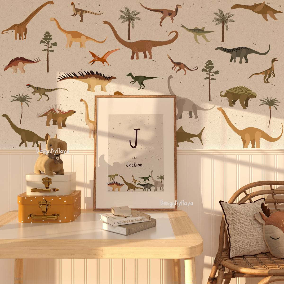 Vintage Dinosaur Decals - Fabric Nursery Wall Art Decals