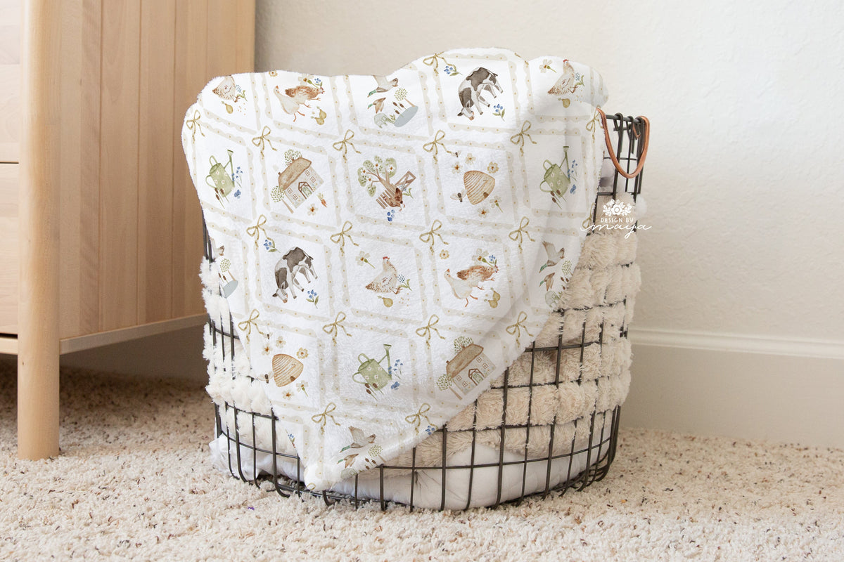 Baby Animals Farm - Vintage Baby Blanket