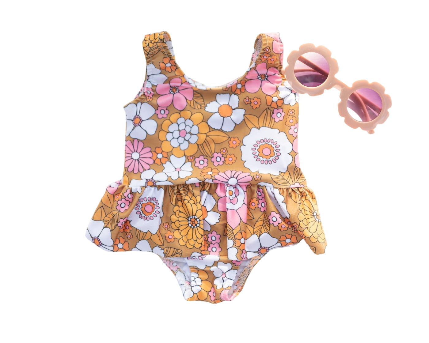 Boho Flower Power One Piece Swimsuit For Baby, Toddler And Girls