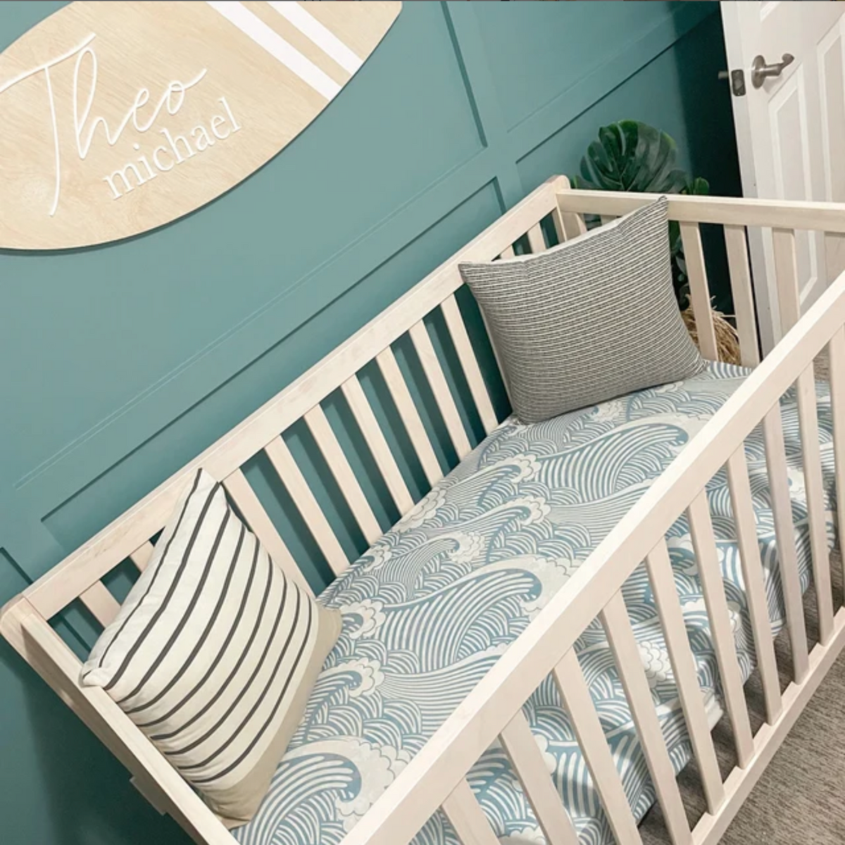 Vintage Waves Crib Sheet - Minky / Jersey Crib Sheets