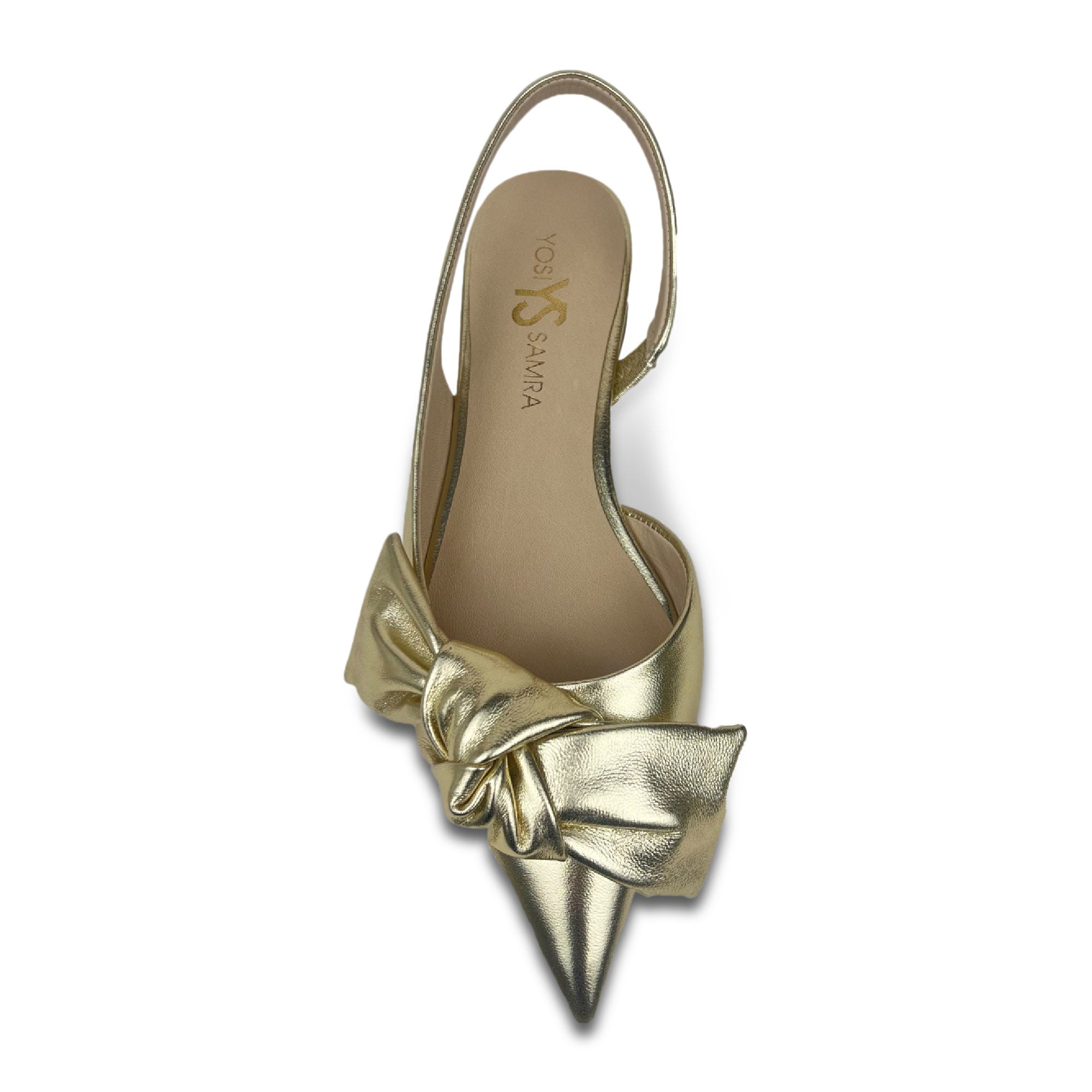 Violet Slingback Flat In Gold Leather