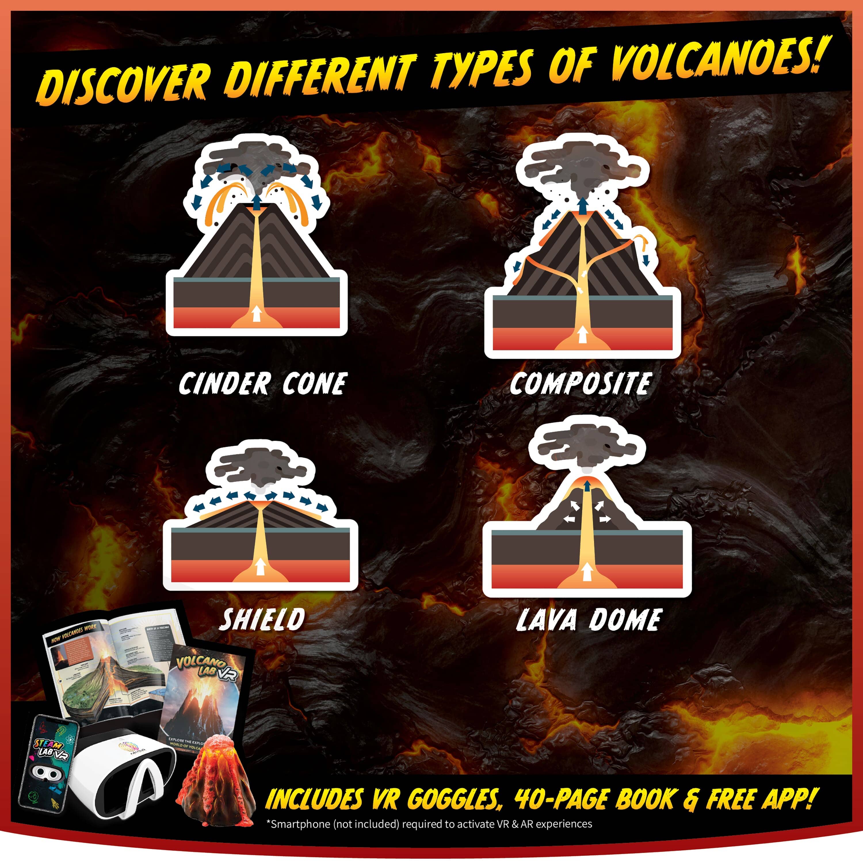 Steam Lab Virtual Reality Kids Toy - Volcano Lab Vr