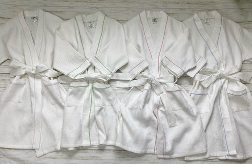Waffle Robe With Seersucker Piping -miller Collection