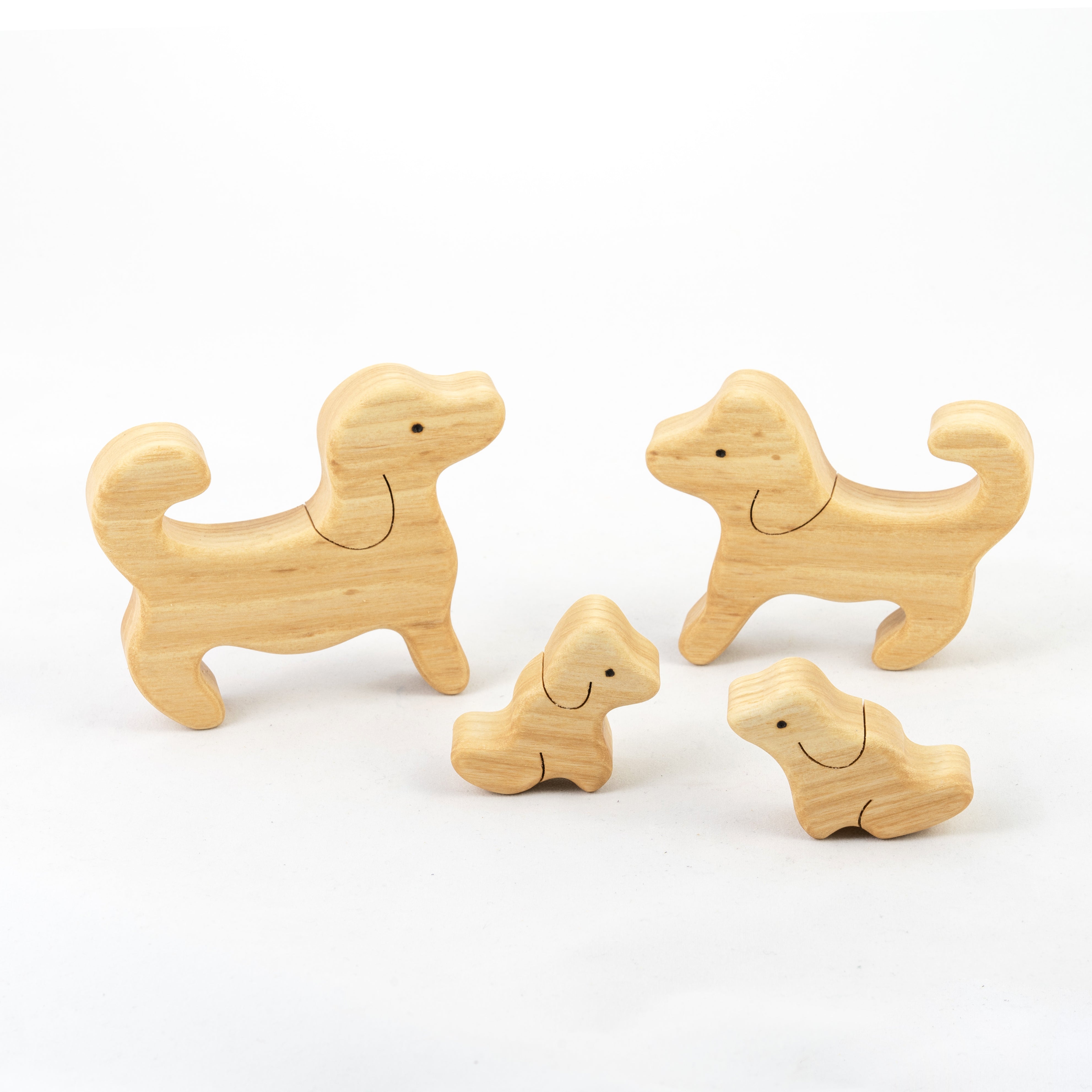 Waldorf Wooden Dogs Family Of 4 Puzzle Set