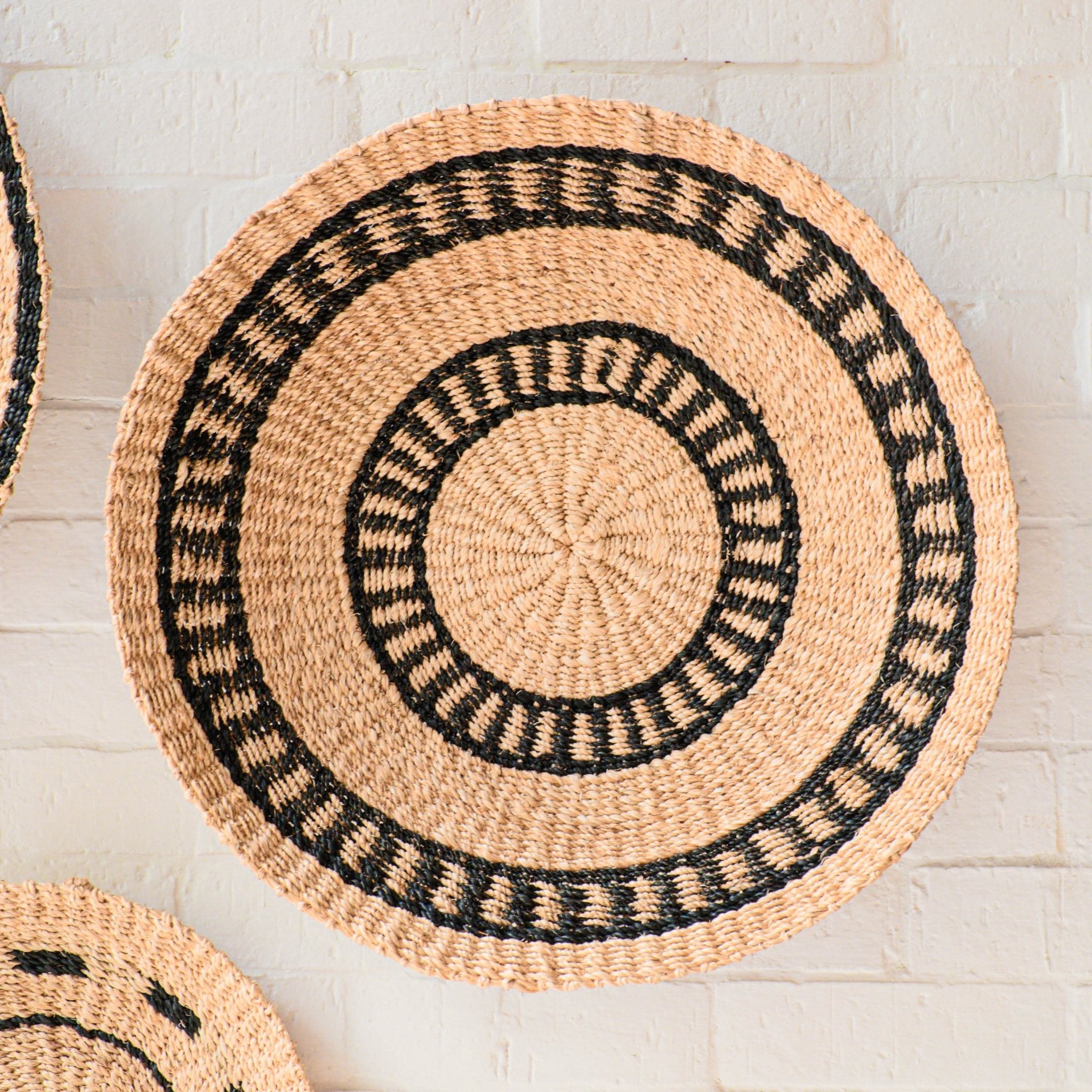 Natural + Black Wall Baskets, Medium - Woven Wall Baskets | Likhâ