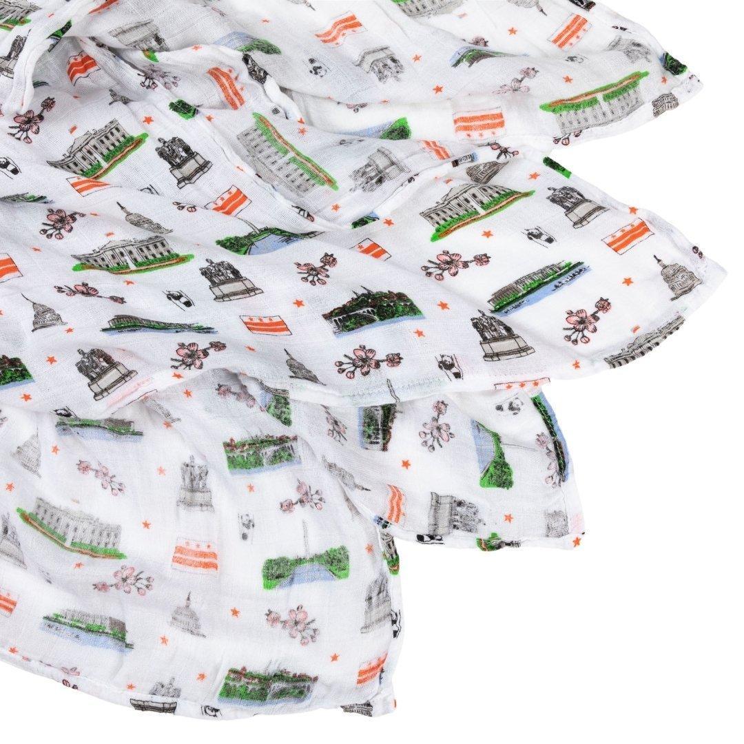 Gift Set: Washington D.c. Baby Muslin Swaddle Blanket And Burp Cloth/bib Combo