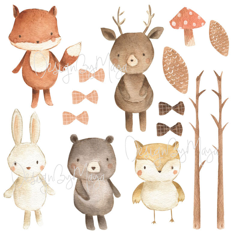 Woodland Animals, Woodland Features - Fabric Nursery Wall Art Decals