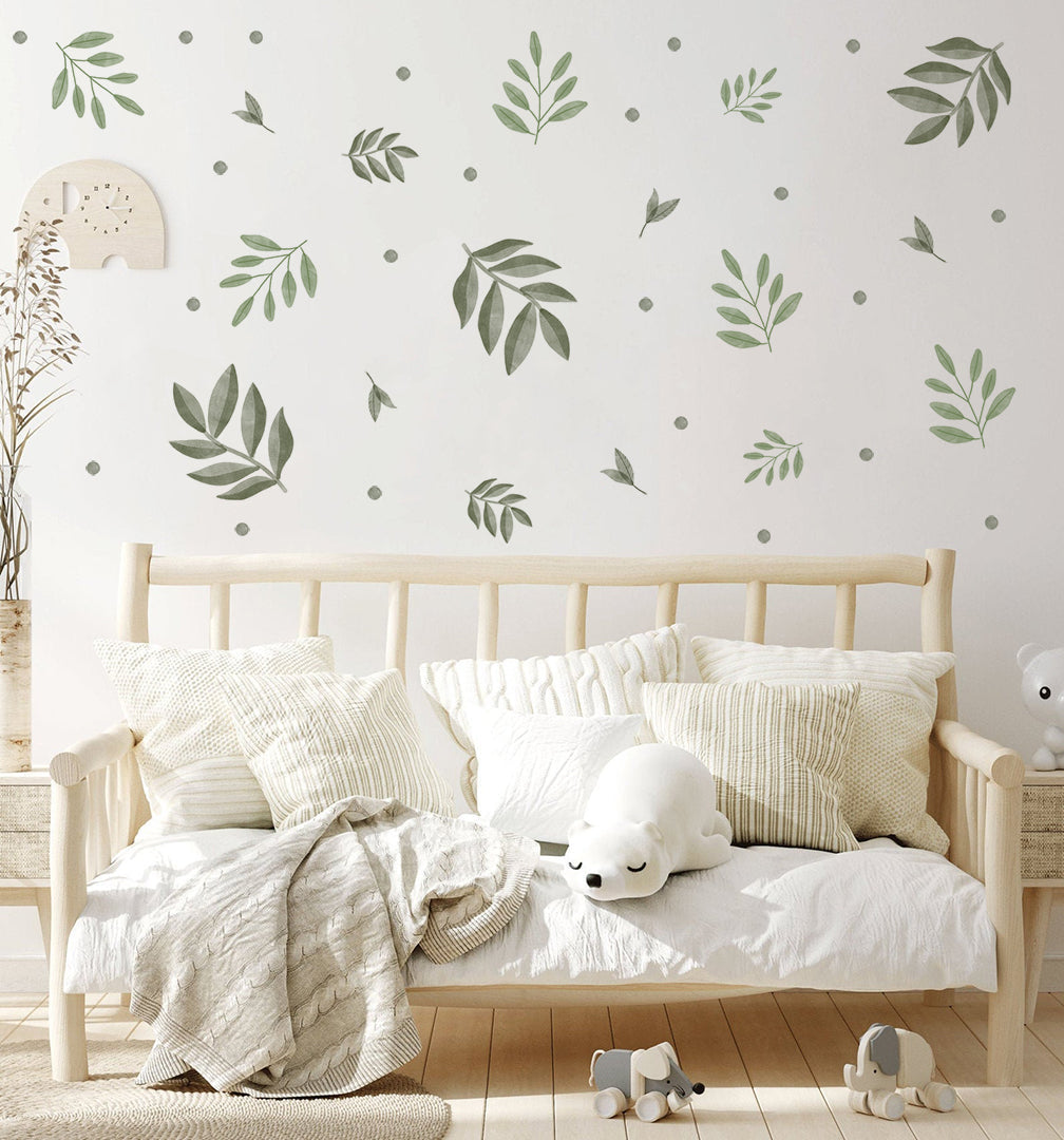 Watercolor Foliage And Leaves - Fabric Nursery Wall Art Decals