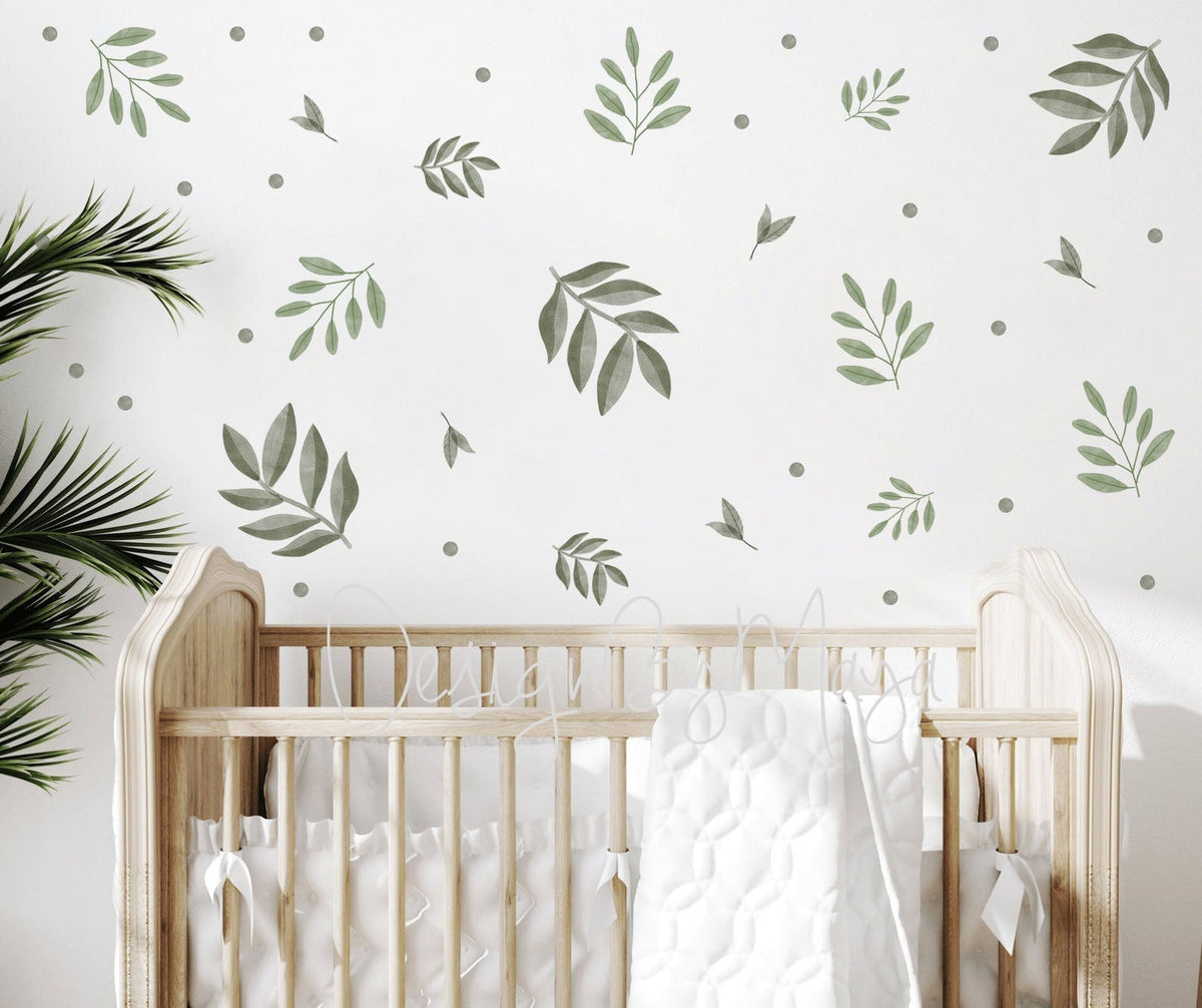 Watercolor Foliage And Leaves - Fabric Nursery Wall Art Decals