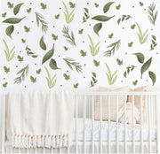 Watercolor Foliage And Leaves - Fabric Nursery Wall Art Decals
