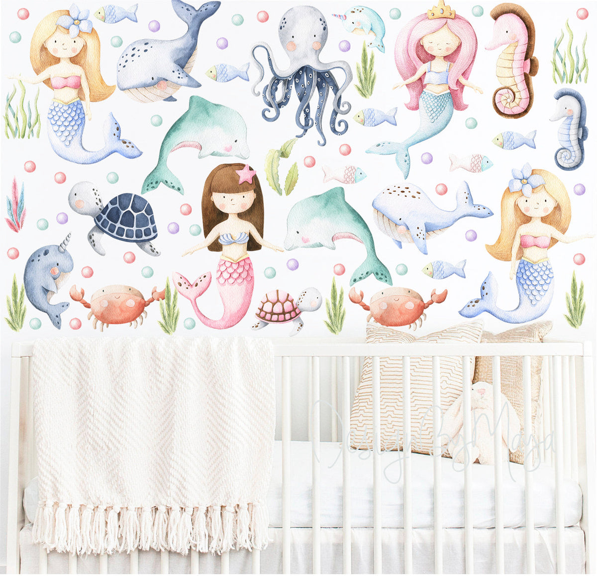 Marine And Sealife Decals - Fabric Nursery Wall Art Decals