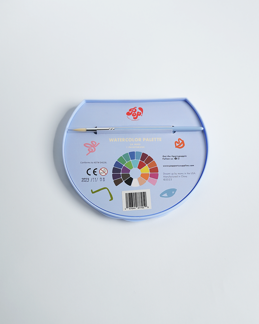 Little Artist Bundle Pack - Paper, Palette, Watercolors, Paintbrush And Stickers!