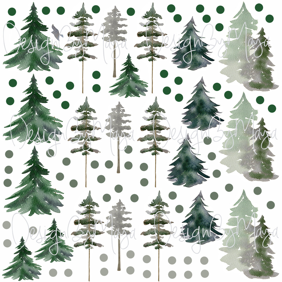 Woodland Animals & Pine Trees - Fabric Nursery Wall Art Decals