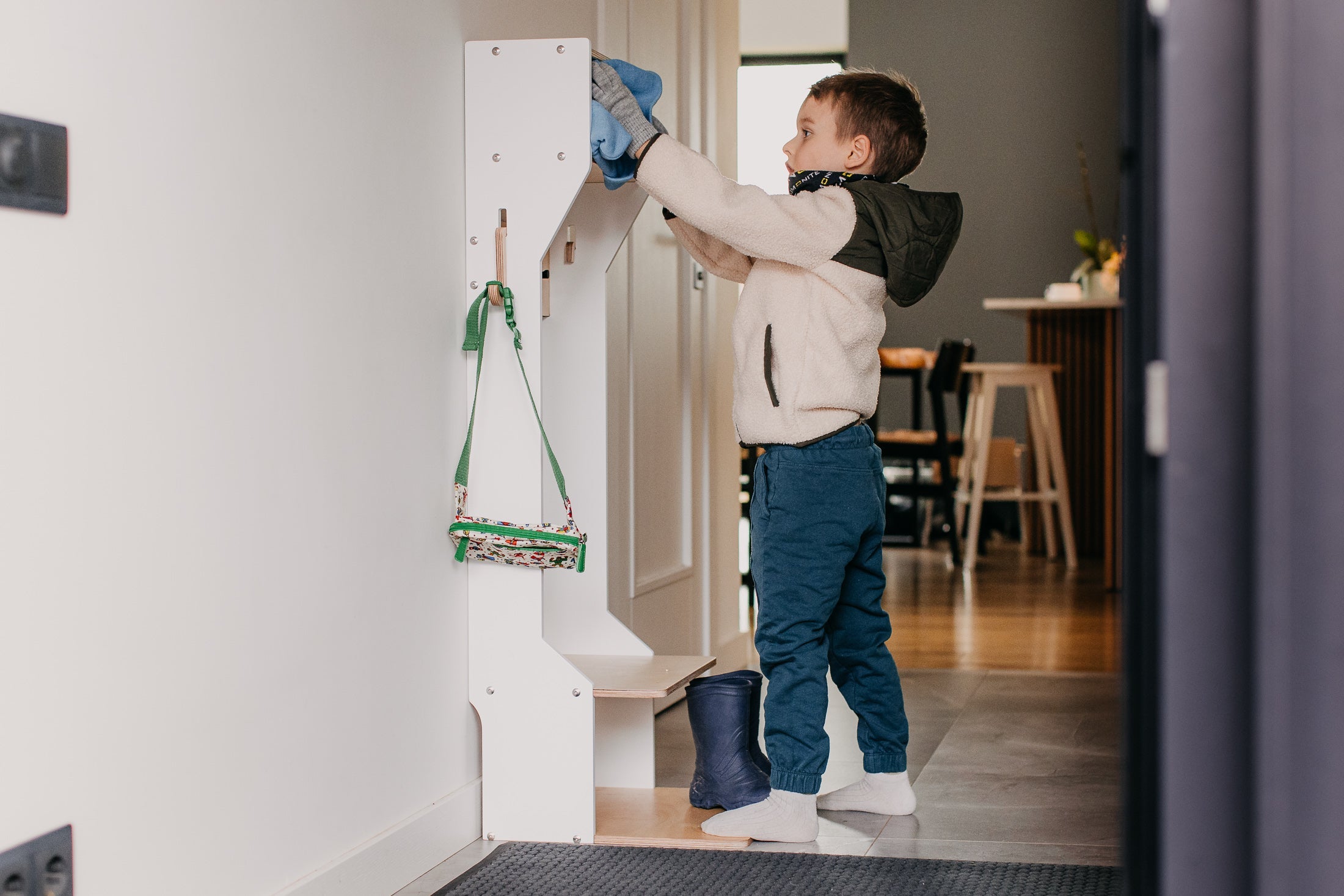 Children's Outwear Organizer – Sturdy Wood Frame Wardrobe