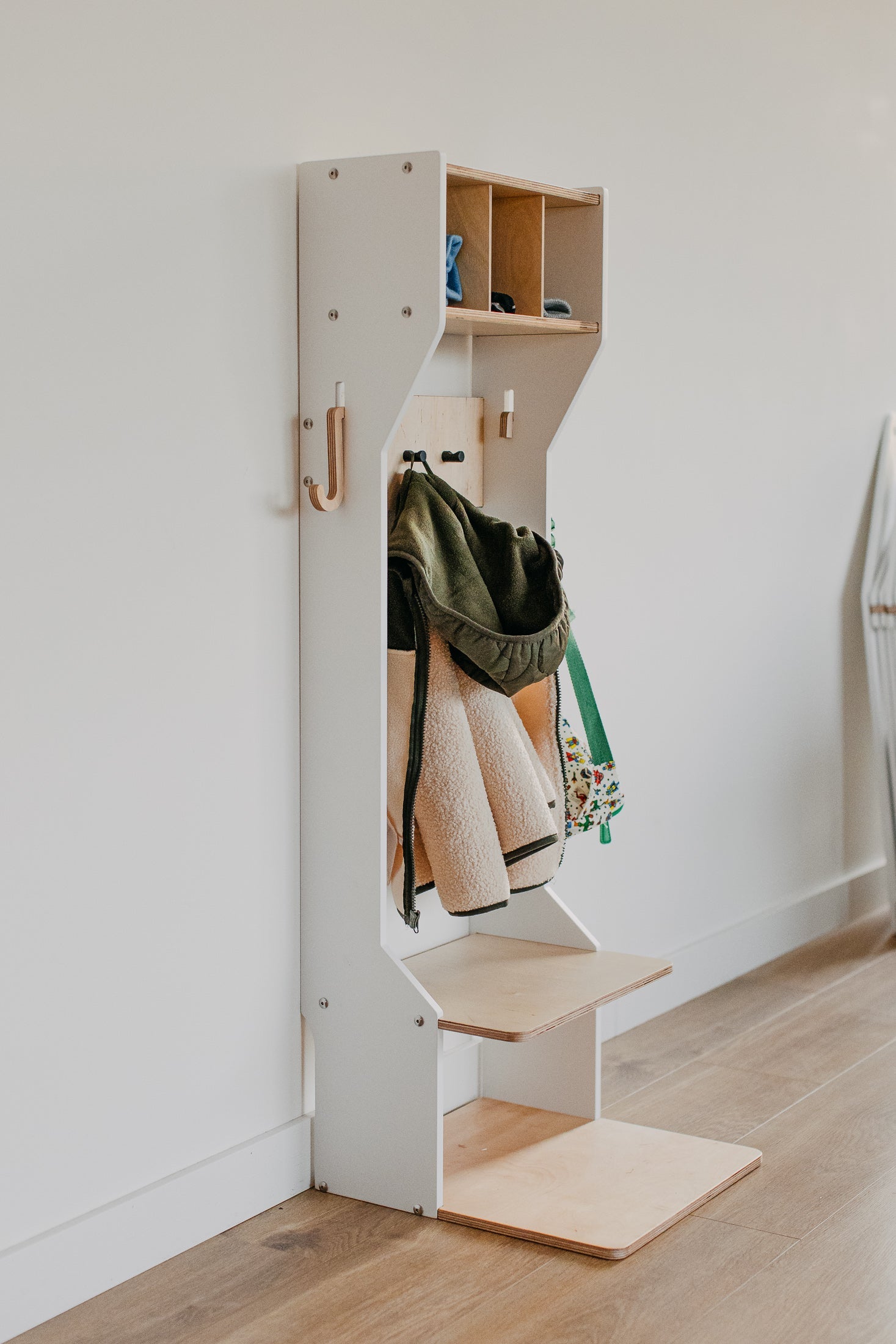 Children's Outwear Organizer – Sturdy Wood Frame Wardrobe