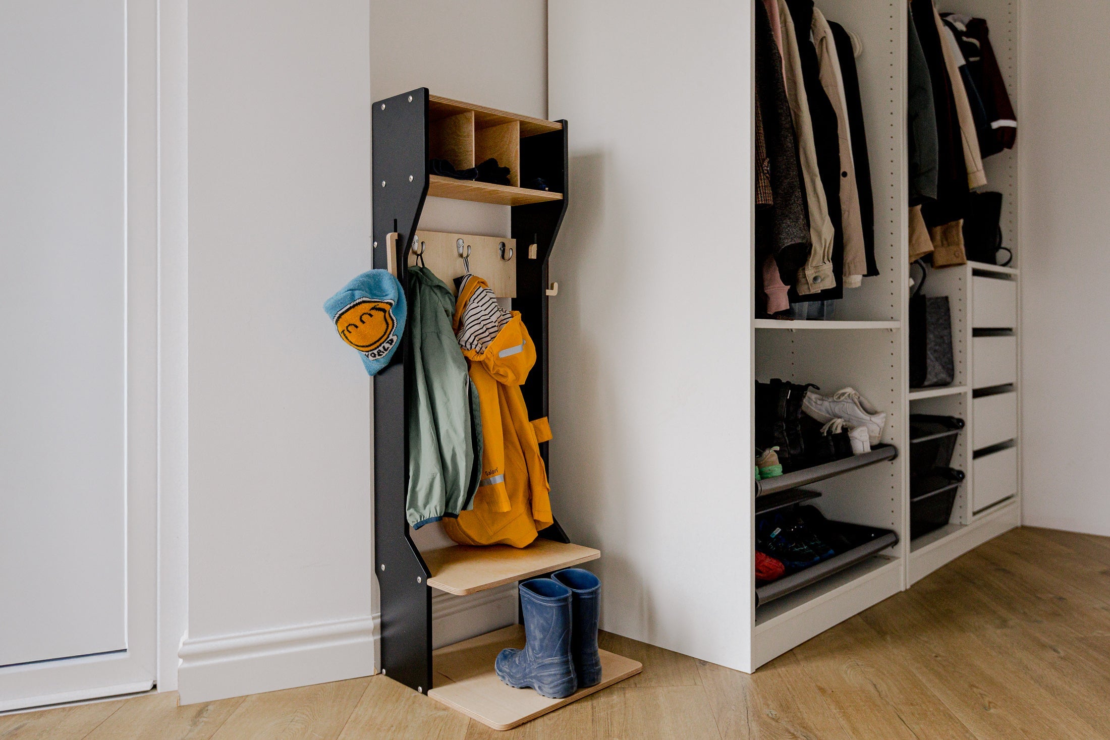 Children's Outwear Organizer – Sturdy Wood Frame Wardrobe