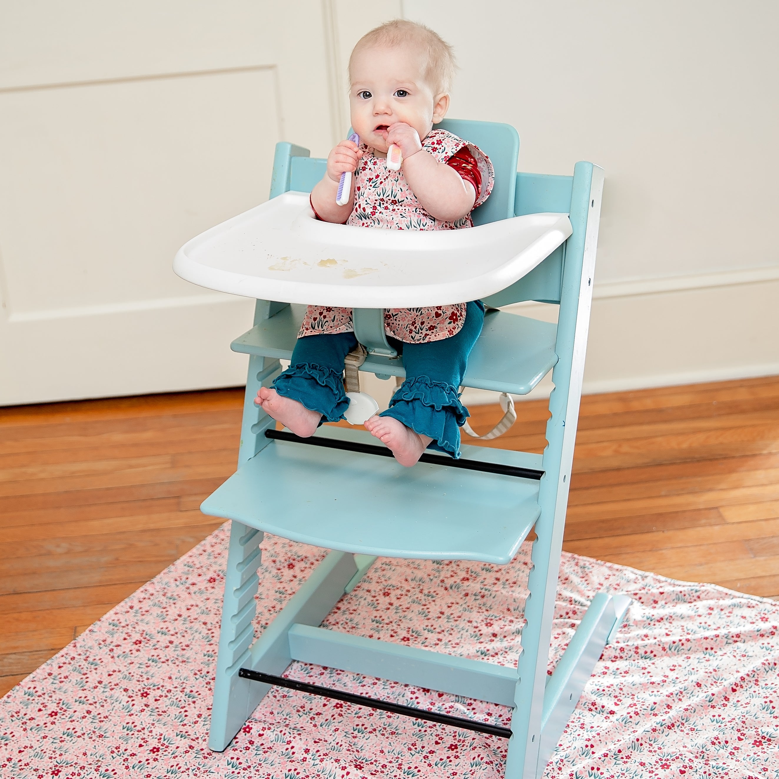 Blushing Blooms Splash Mat - A Waterproof Catch-all For Highchair Spills And More!