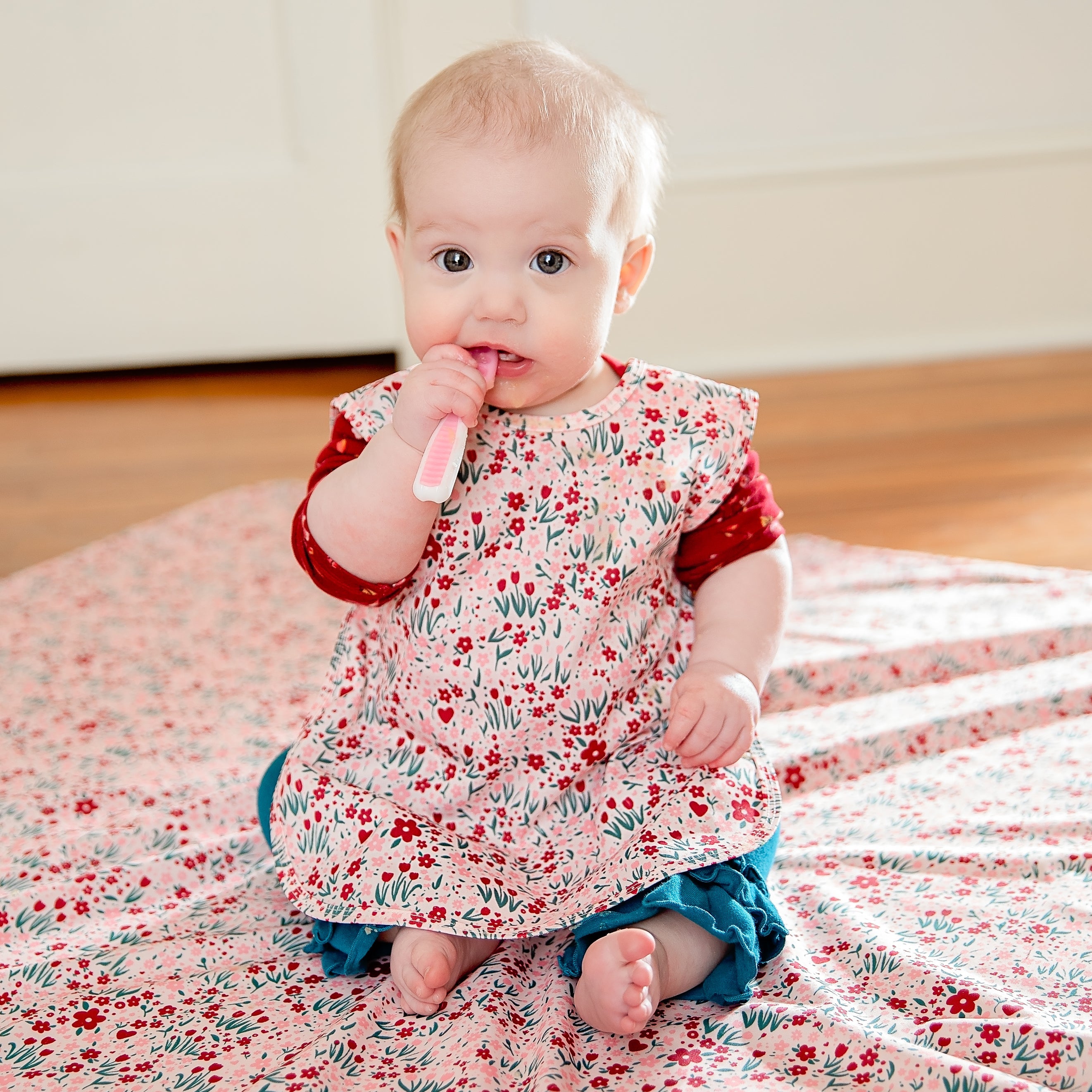 Blushing Blooms Splash Mat - A Waterproof Catch-all For Highchair Spills And More!