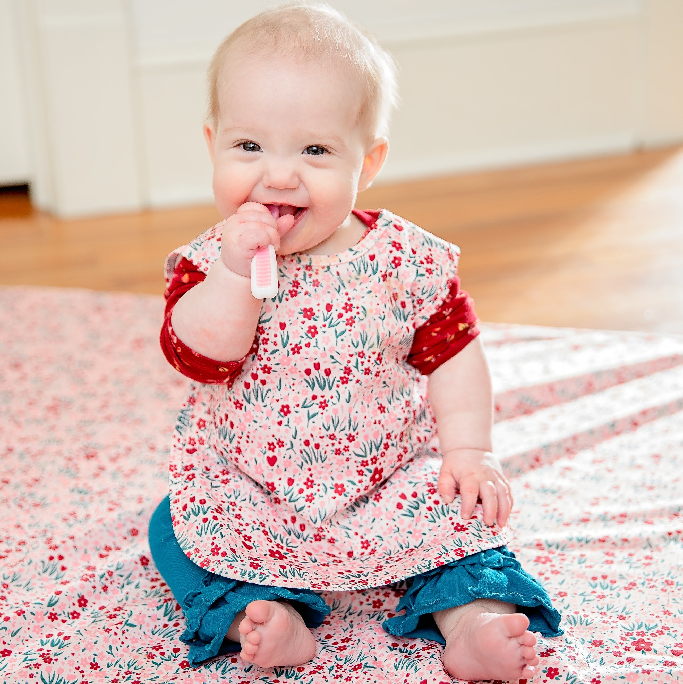 Blushing Blooms Splash Mat - A Waterproof Catch-all For Highchair Spills And More!