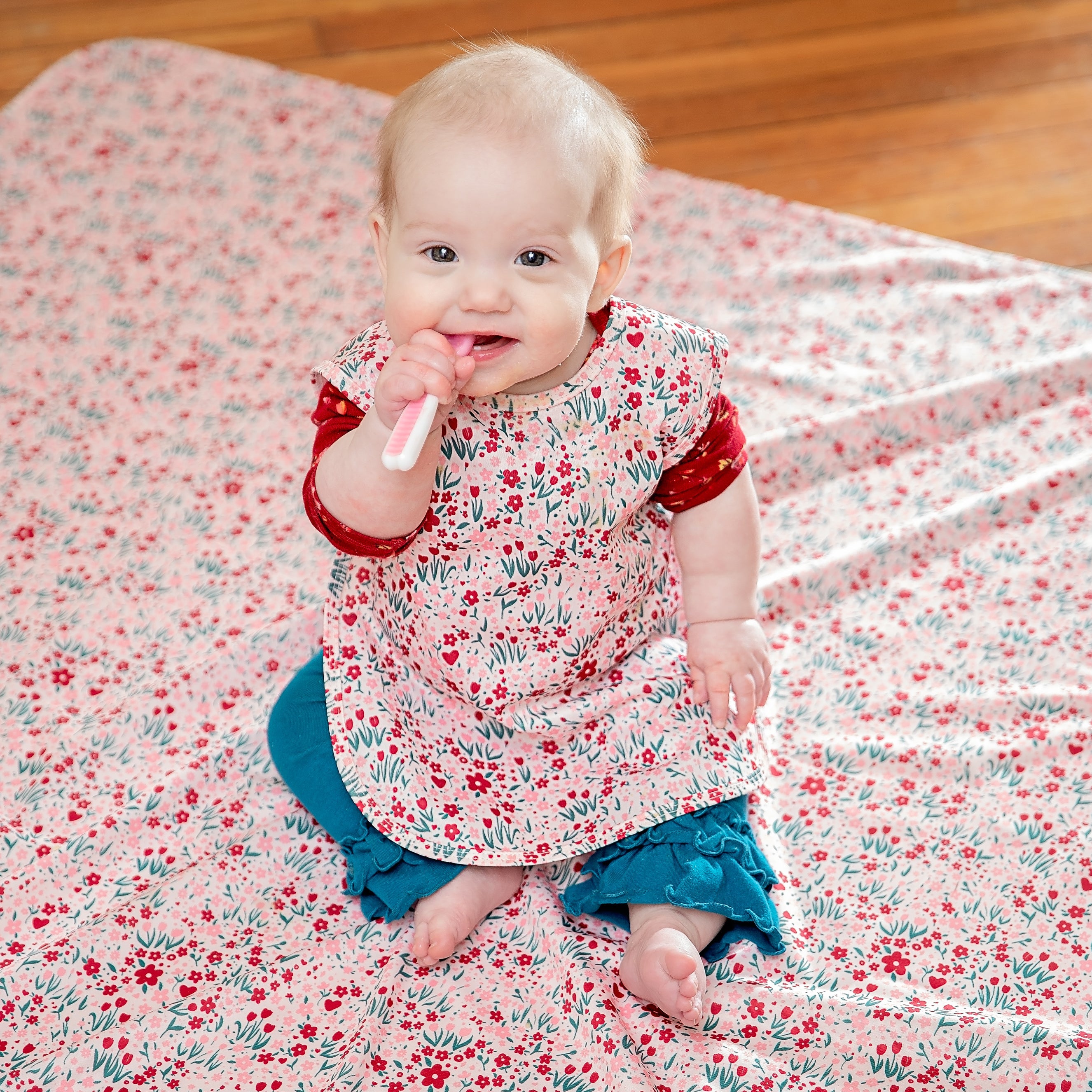 Blushing Blooms Splash Mat - A Waterproof Catch-all For Highchair Spills And More!