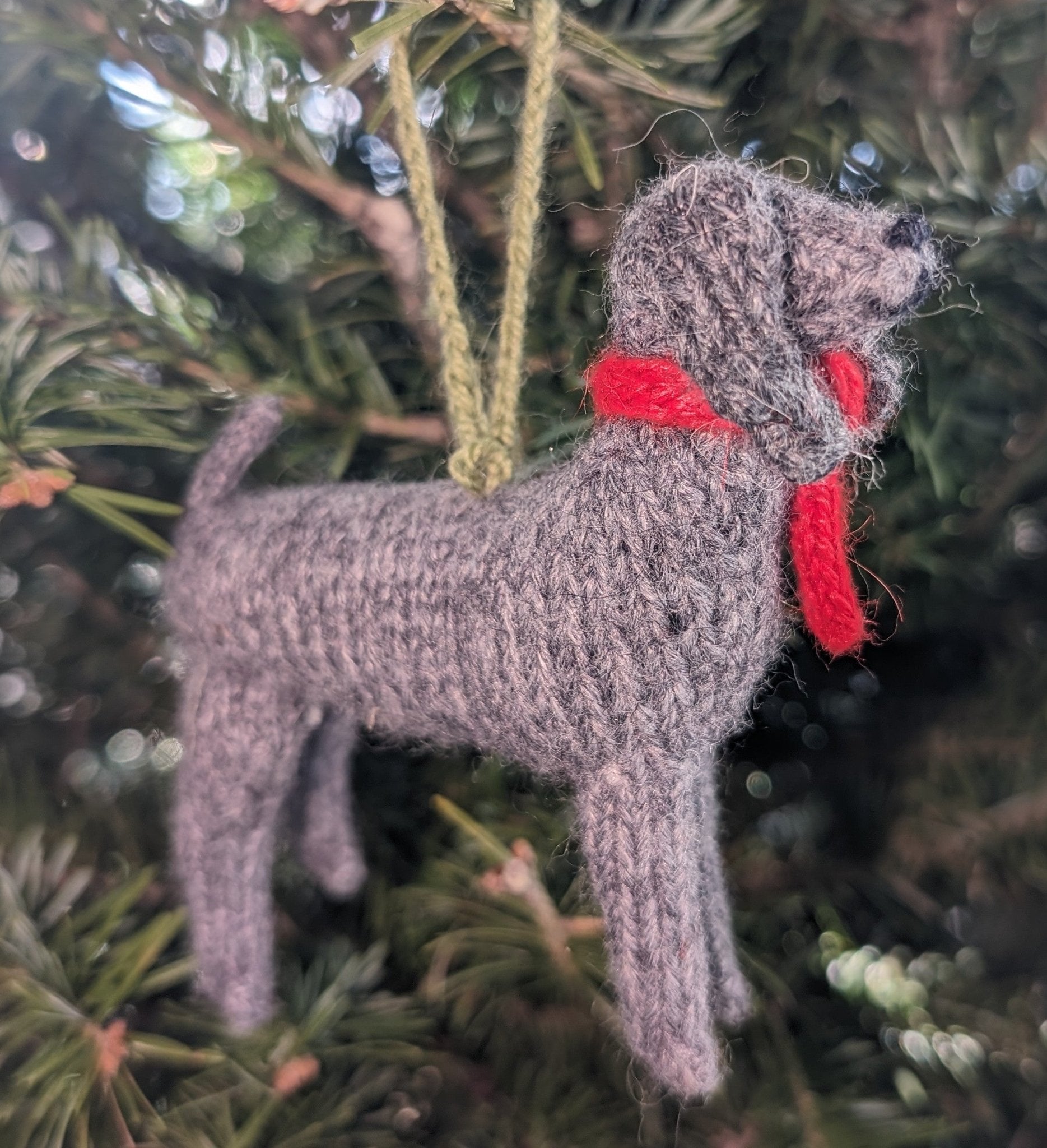 Weimaraner Dog Hand Knit Christmas Ornament