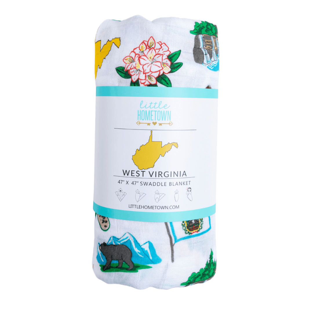 West Virginia Baby Giftset:  Baby Swaddle Blanket And Burp/bib Combo