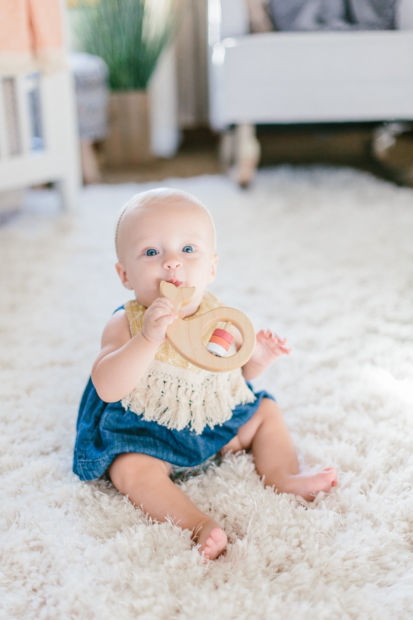 Whale Wooden Baby Rattle