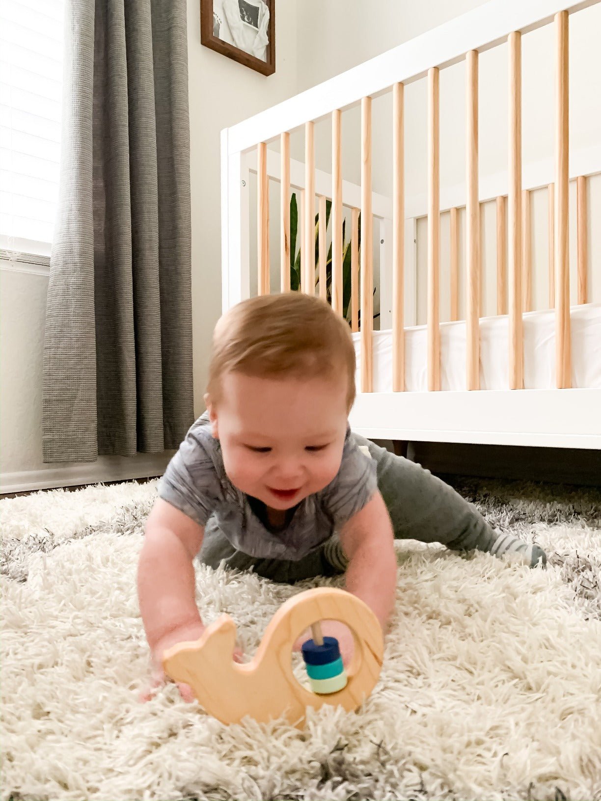 Whale Wooden Baby Rattle