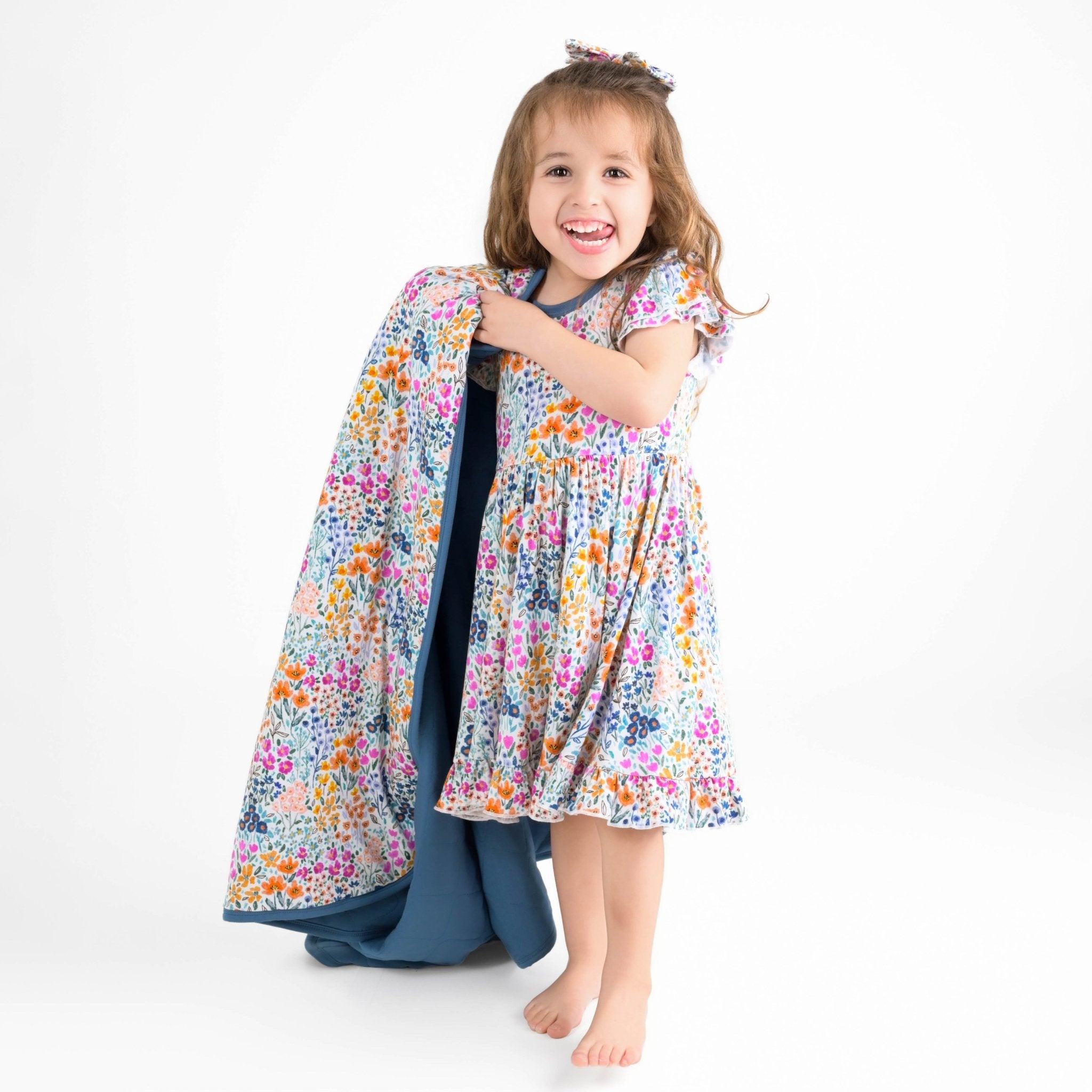 Whispering Wildflowers Short Sleeve Big Kid Twirl Dress