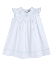 White And Blue Holy Smocked Bishop Dress