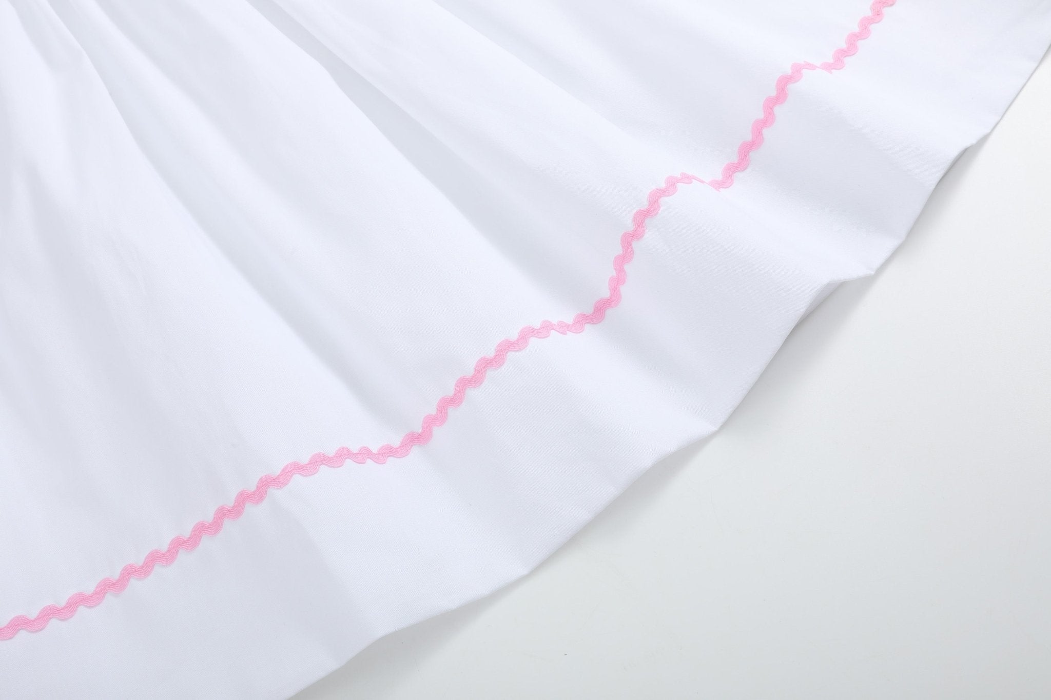 White And Pink Bows Smocked Bishop Dress