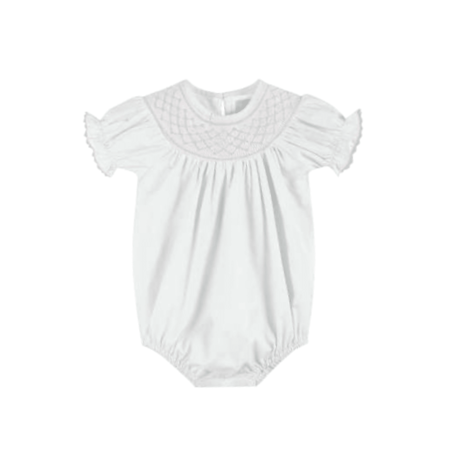 White And Pink Smocked Bubble Romper