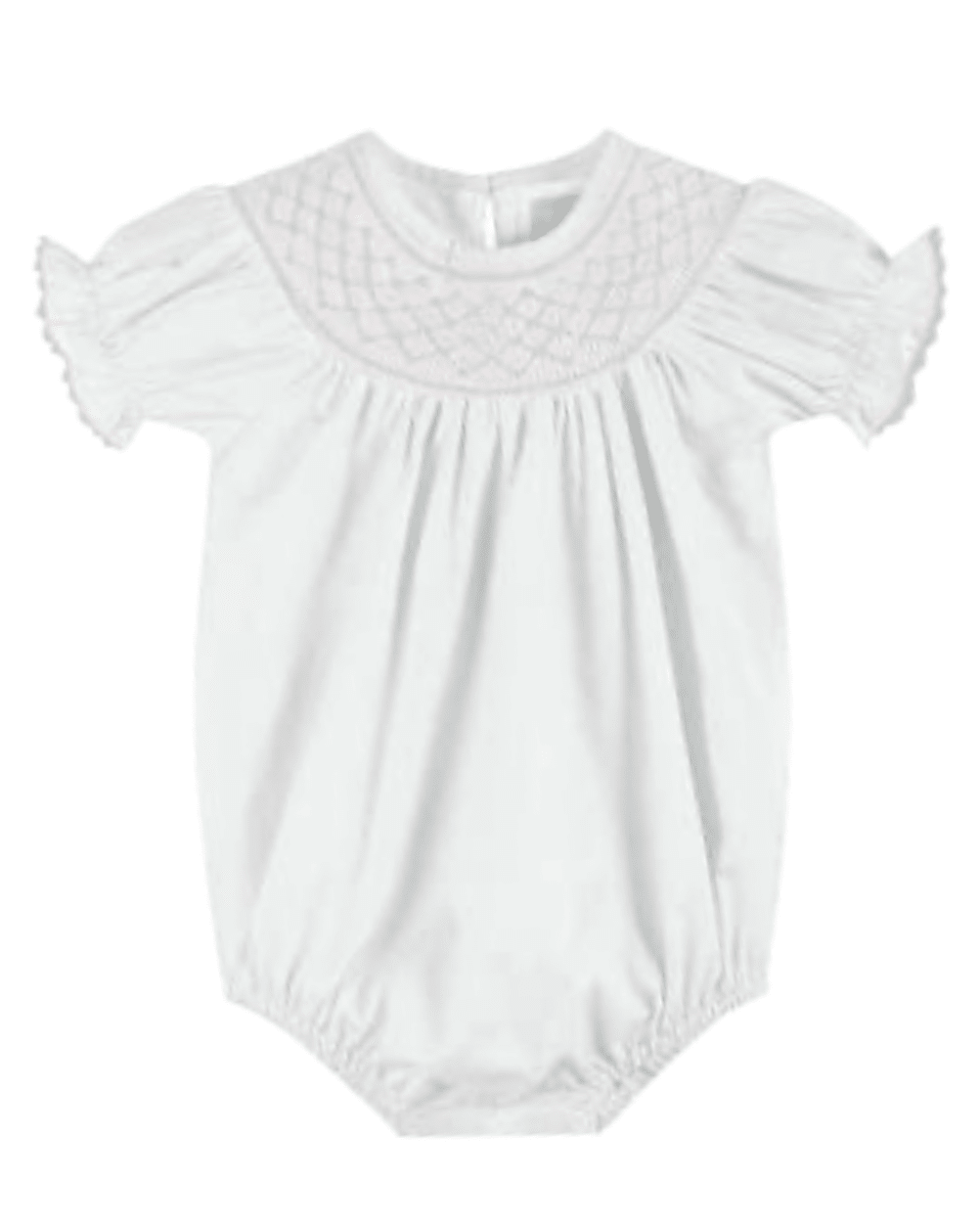 White And Pink Smocked Bubble Romper
