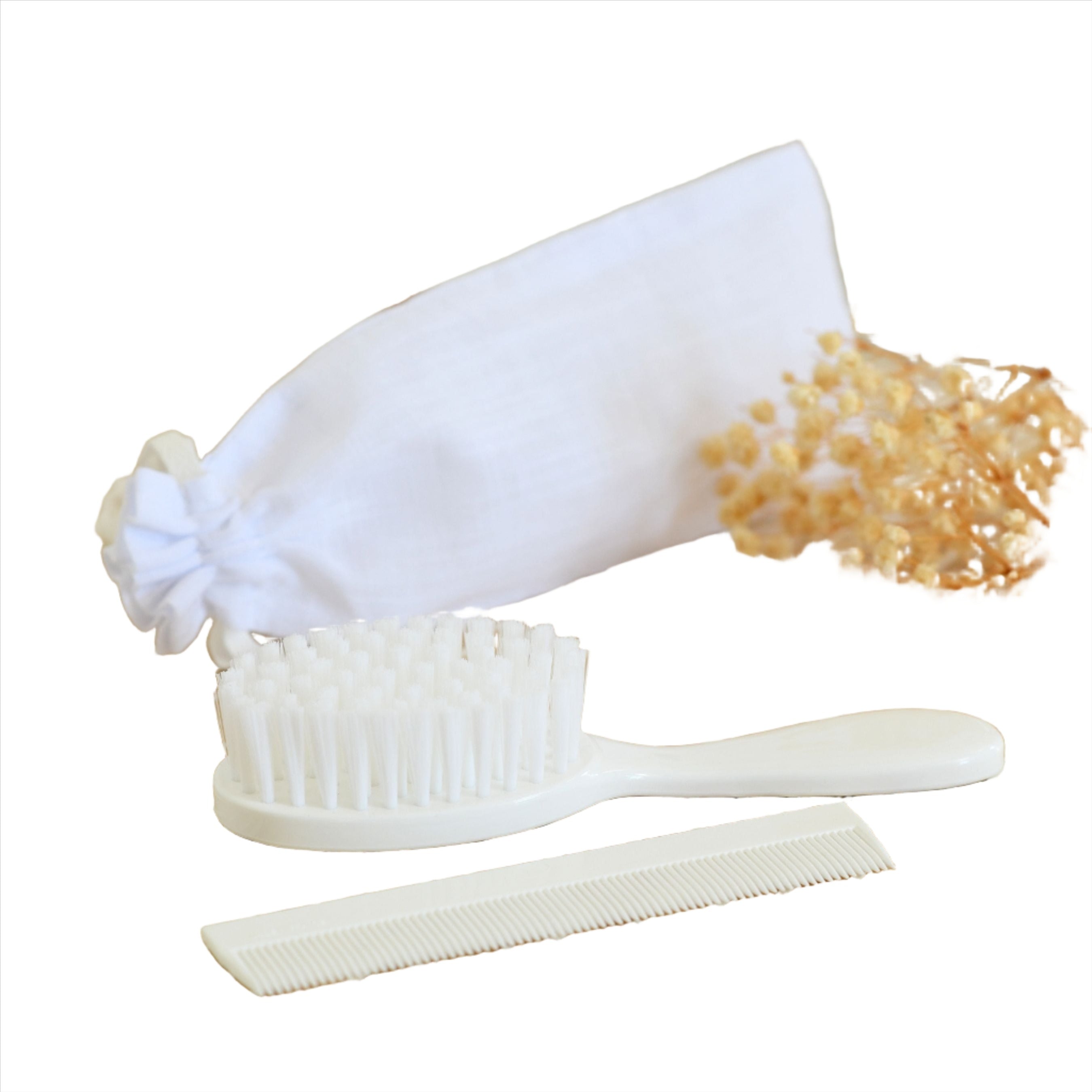 White Baby Hairbrush & Comb Set | Made In France