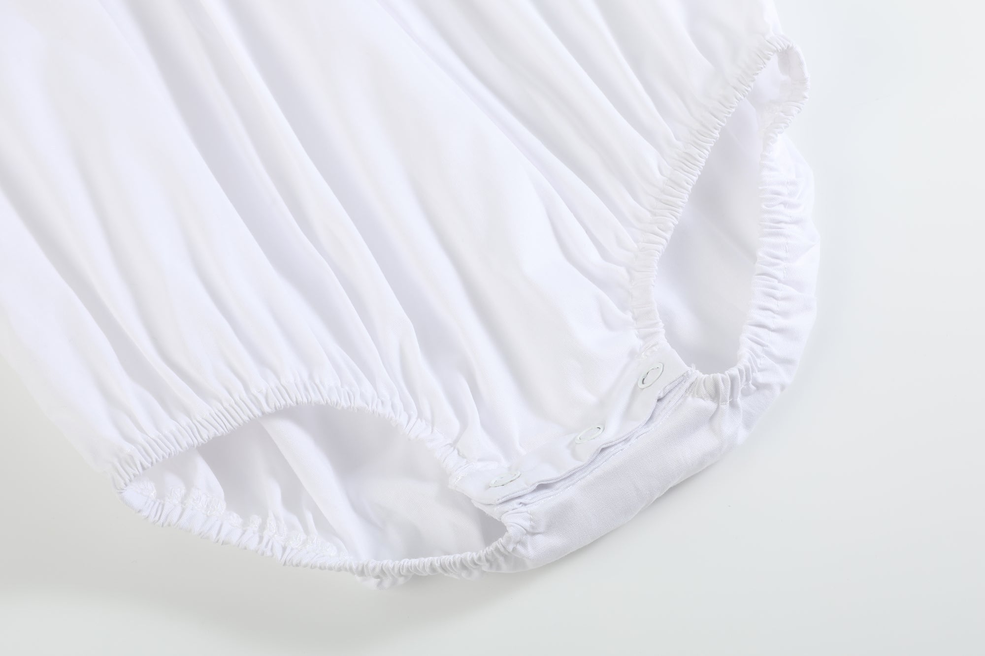 White Collared Button Romper With Bonnet