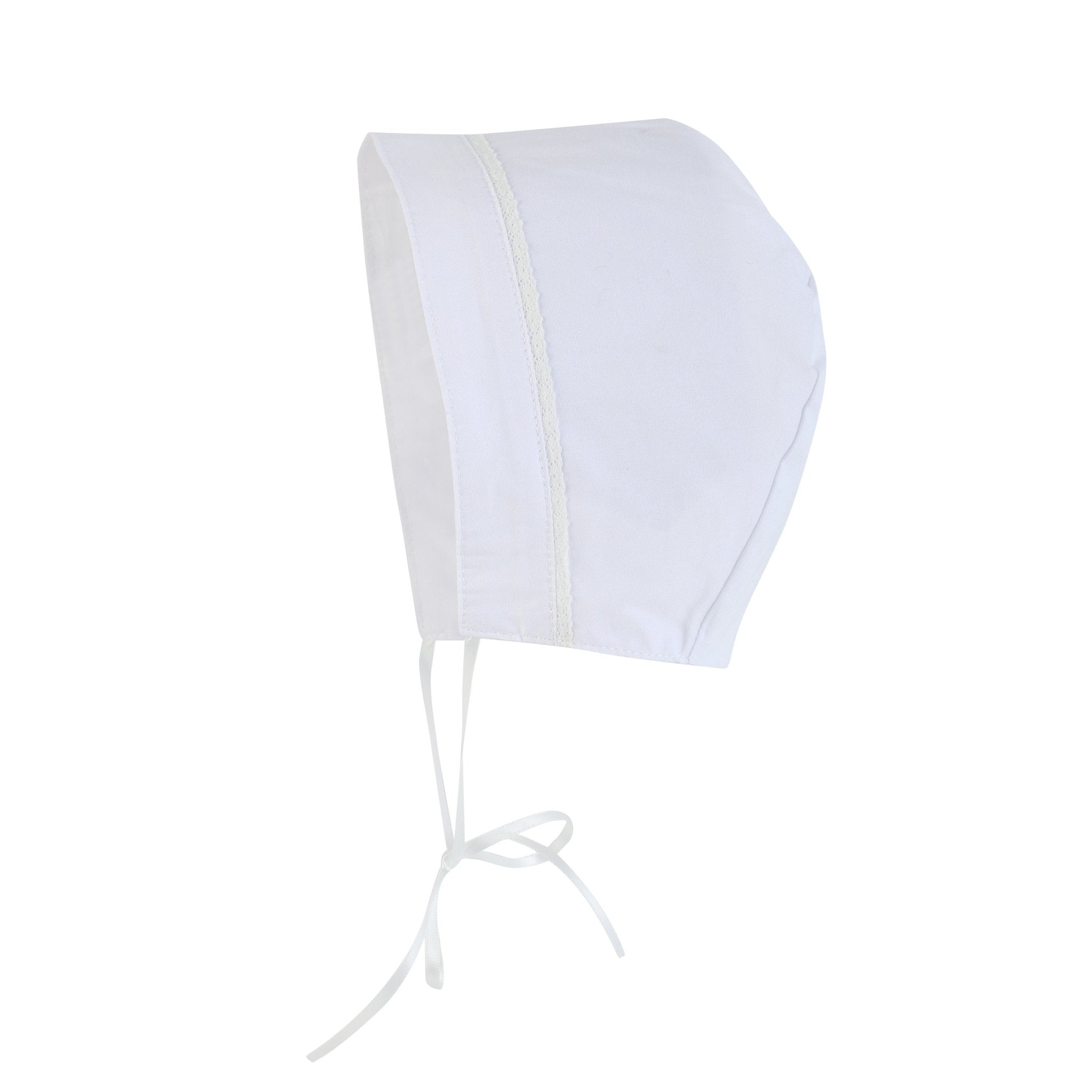 White Collared Button Romper With Bonnet