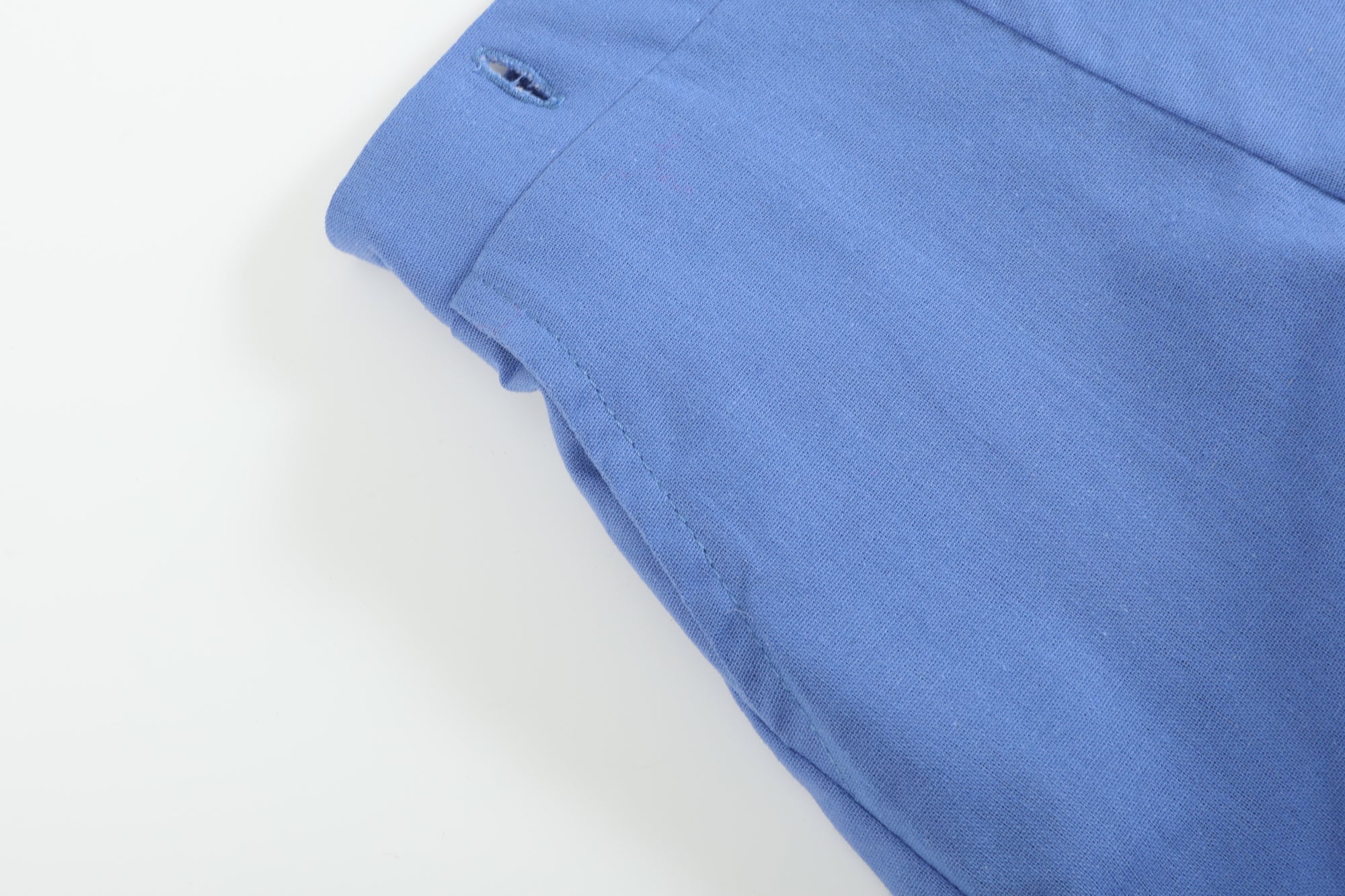White Collared Top And Blue Button Shorts
