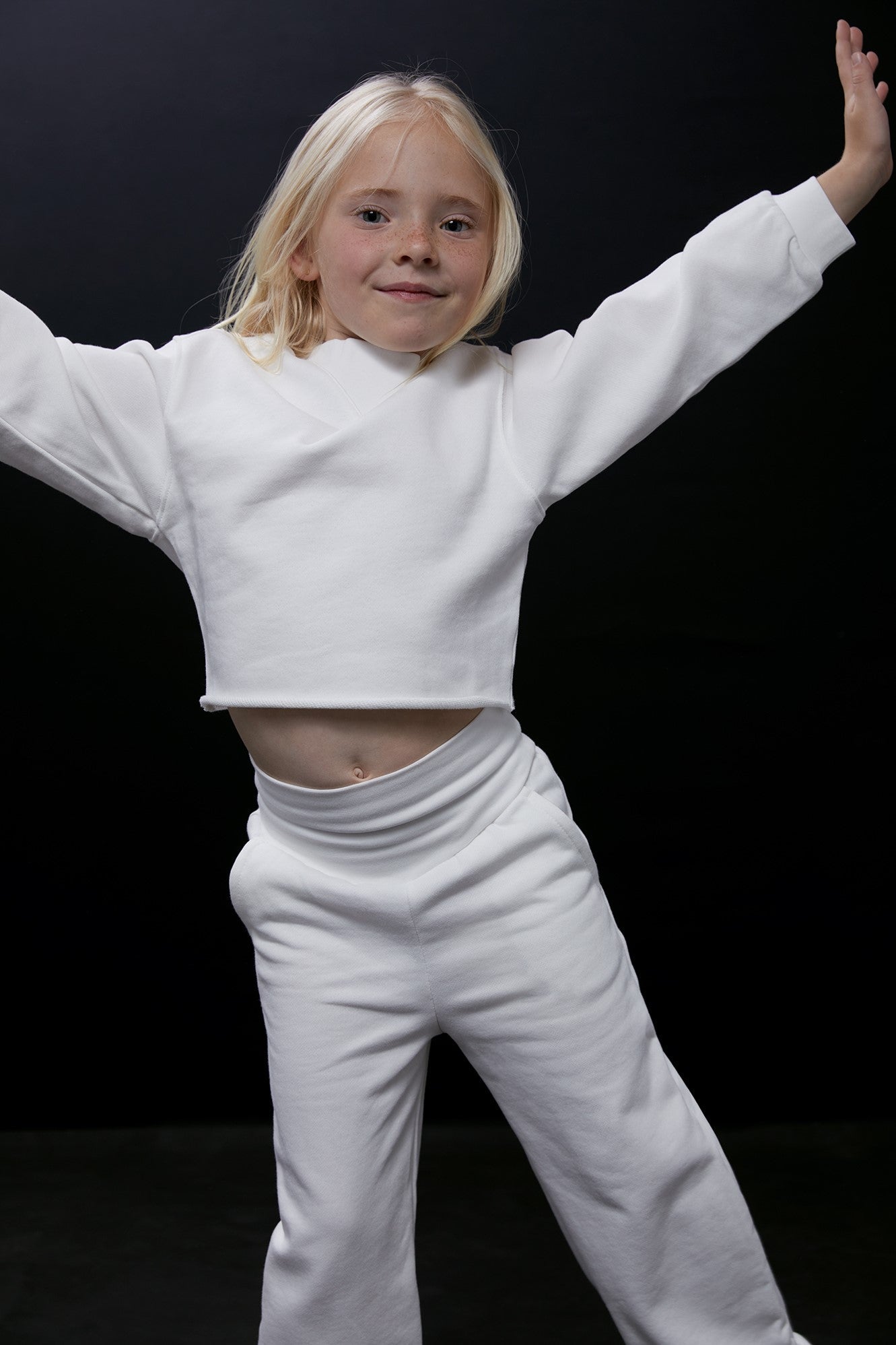 Cotton Mock Neck Cropped Sweatshirt