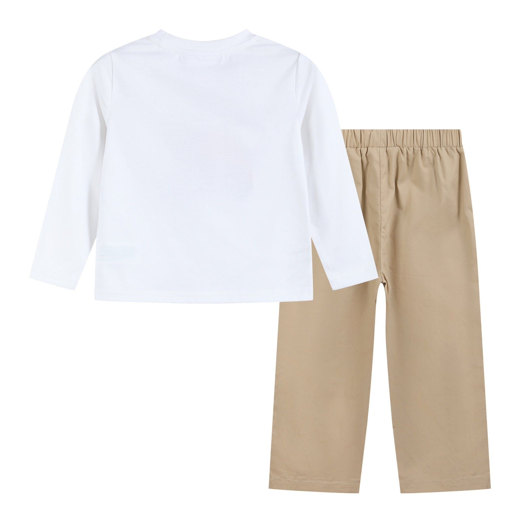 White Football Truck Shirt And Brown Pants Set