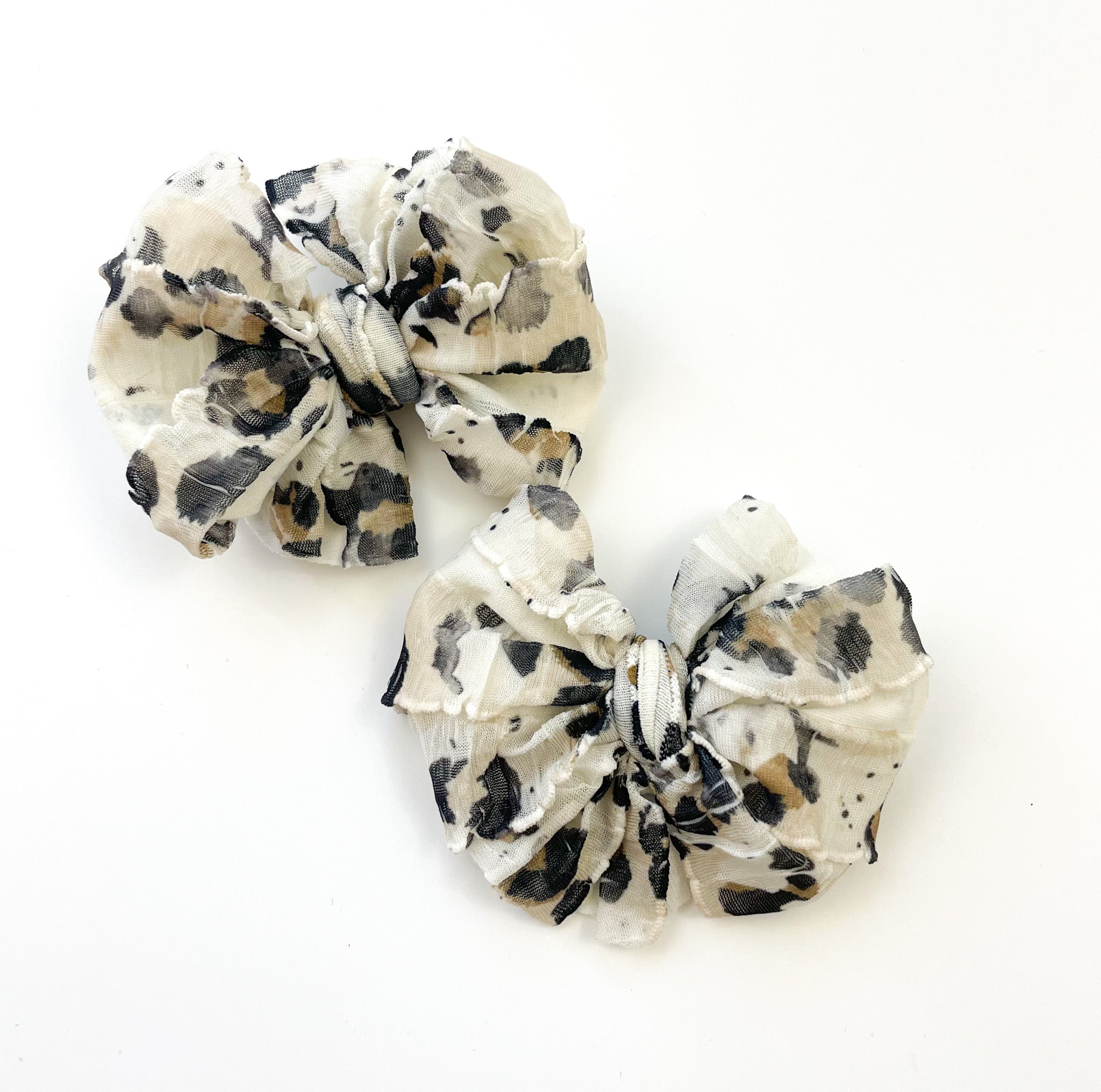 Leopard White | Ruffled Hair Clip