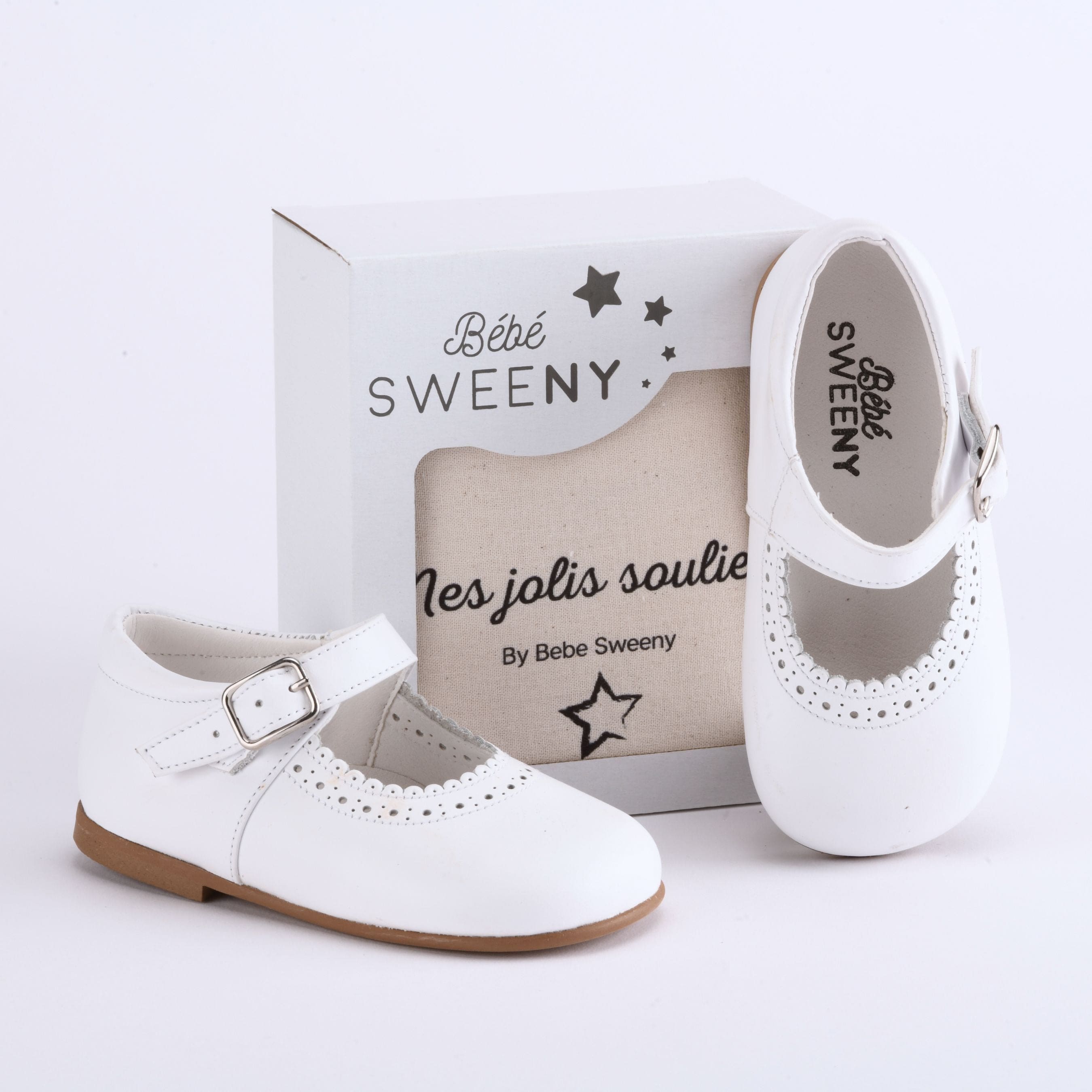 Girls White Leather Walker Shoes