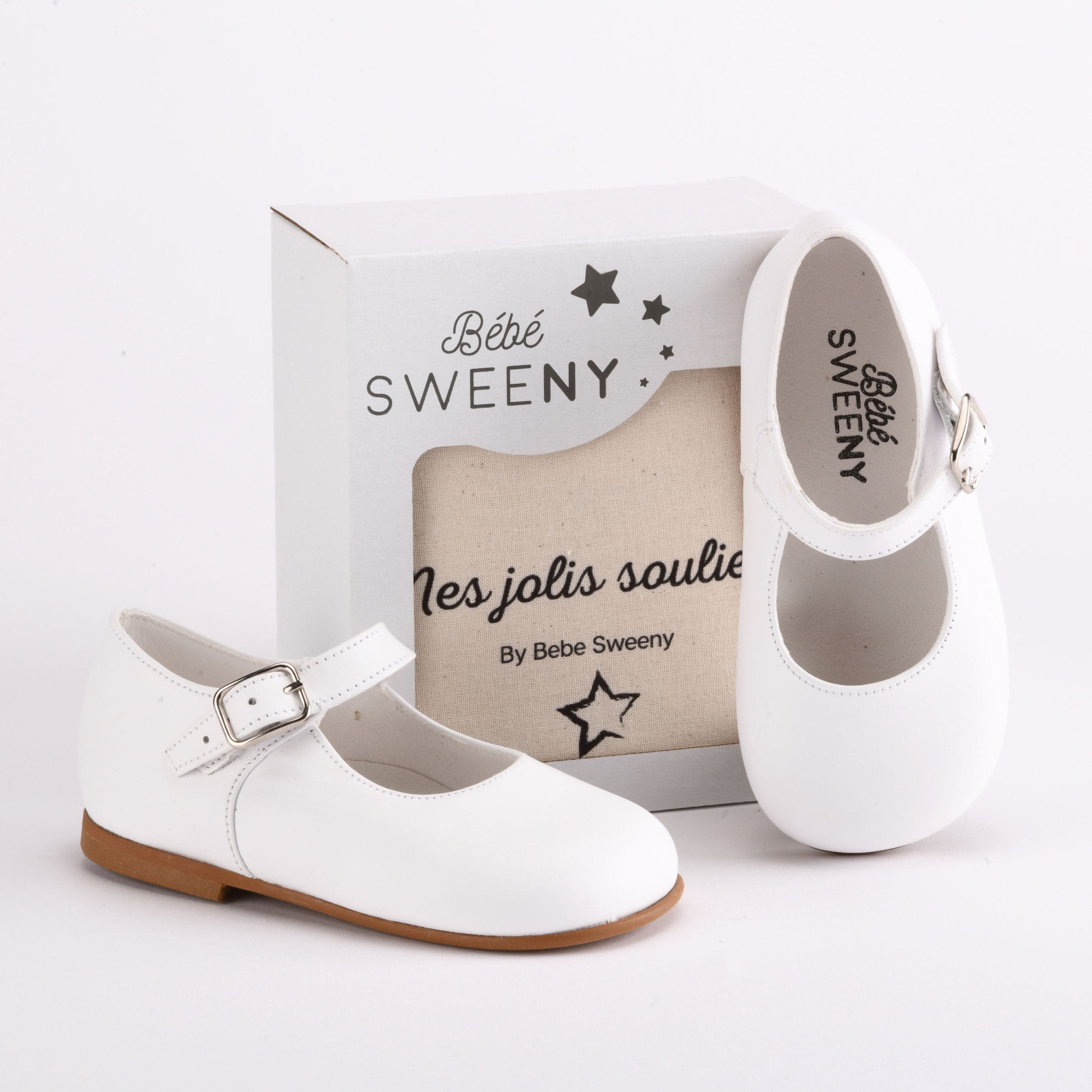 Girls White Mary Jane Leather Shoes