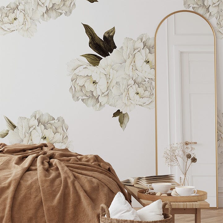 White Peonies Wall Decals