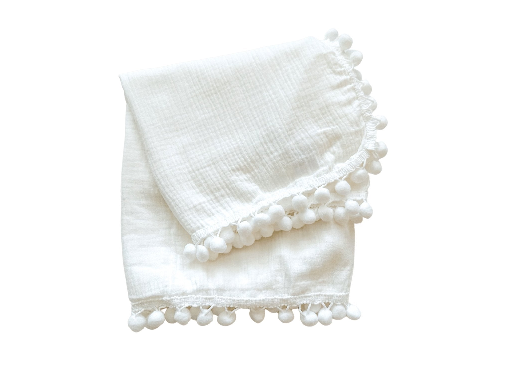 Pom Swaddle Blanket - White