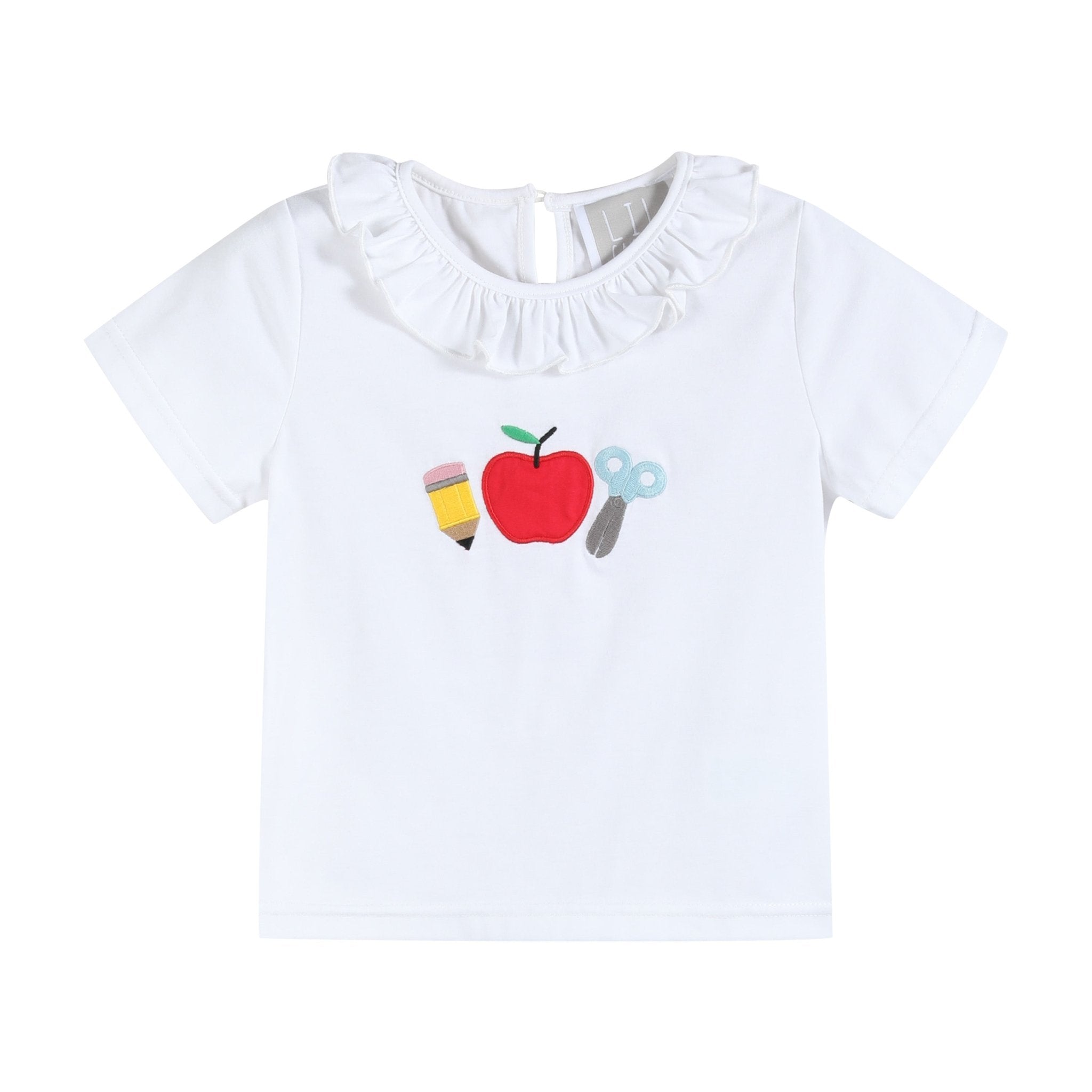 White School Ruffle Top And Blue Skort Set