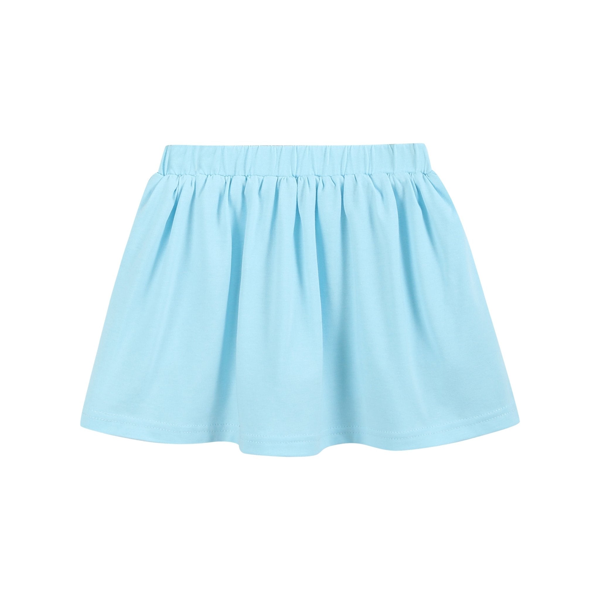 White School Ruffle Top And Blue Skort Set