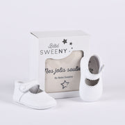 Girls White Leather Pre-walker Shoes