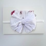 White | Skinny Mini Nylon Ruffled Baby Headband