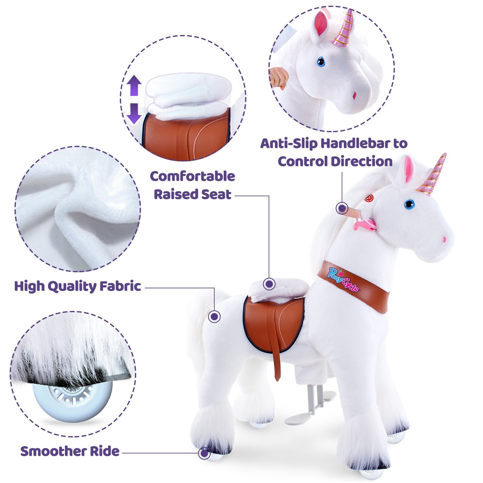 Model U Unicorn Ride-on Toy Age 3-5 White