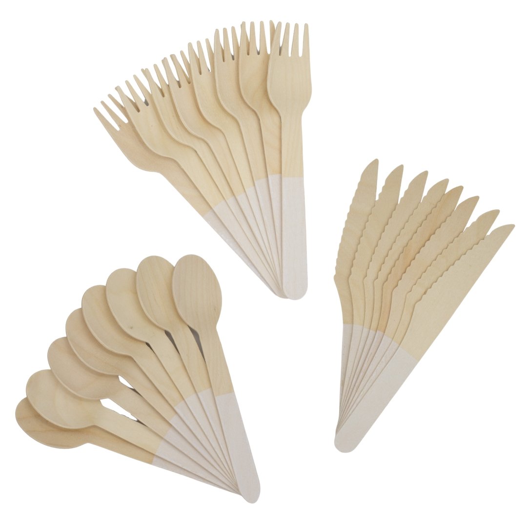 White Wooden Utensil Set – 24ct | On Sale!!